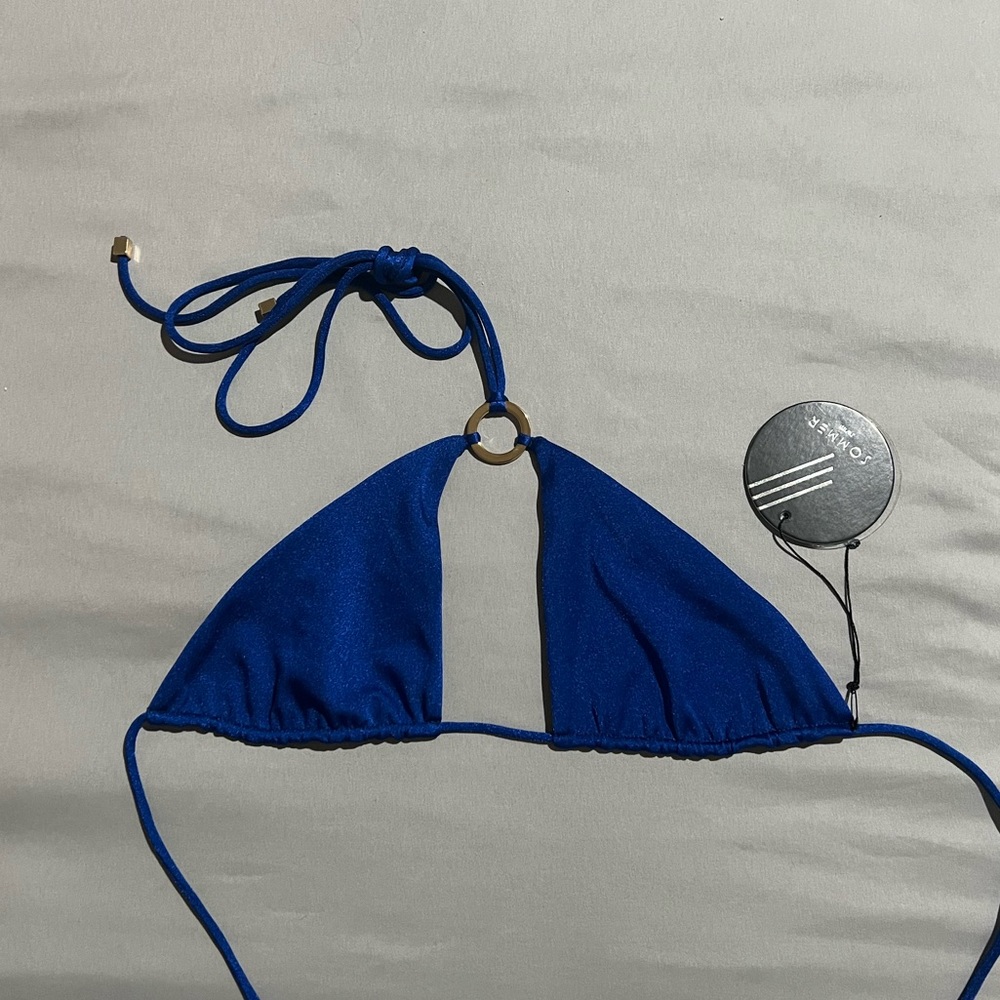 Blue Halter Ring Bikini Top - Women Swim Bikini - Picture 5 of 7